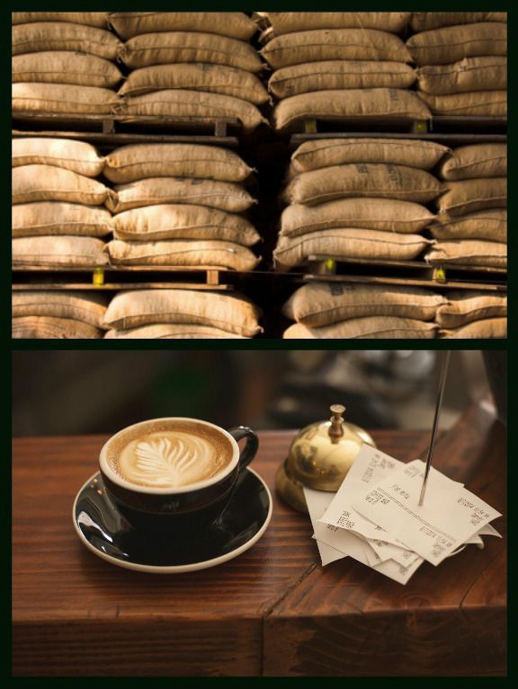 sacos de cafe organicos apilados